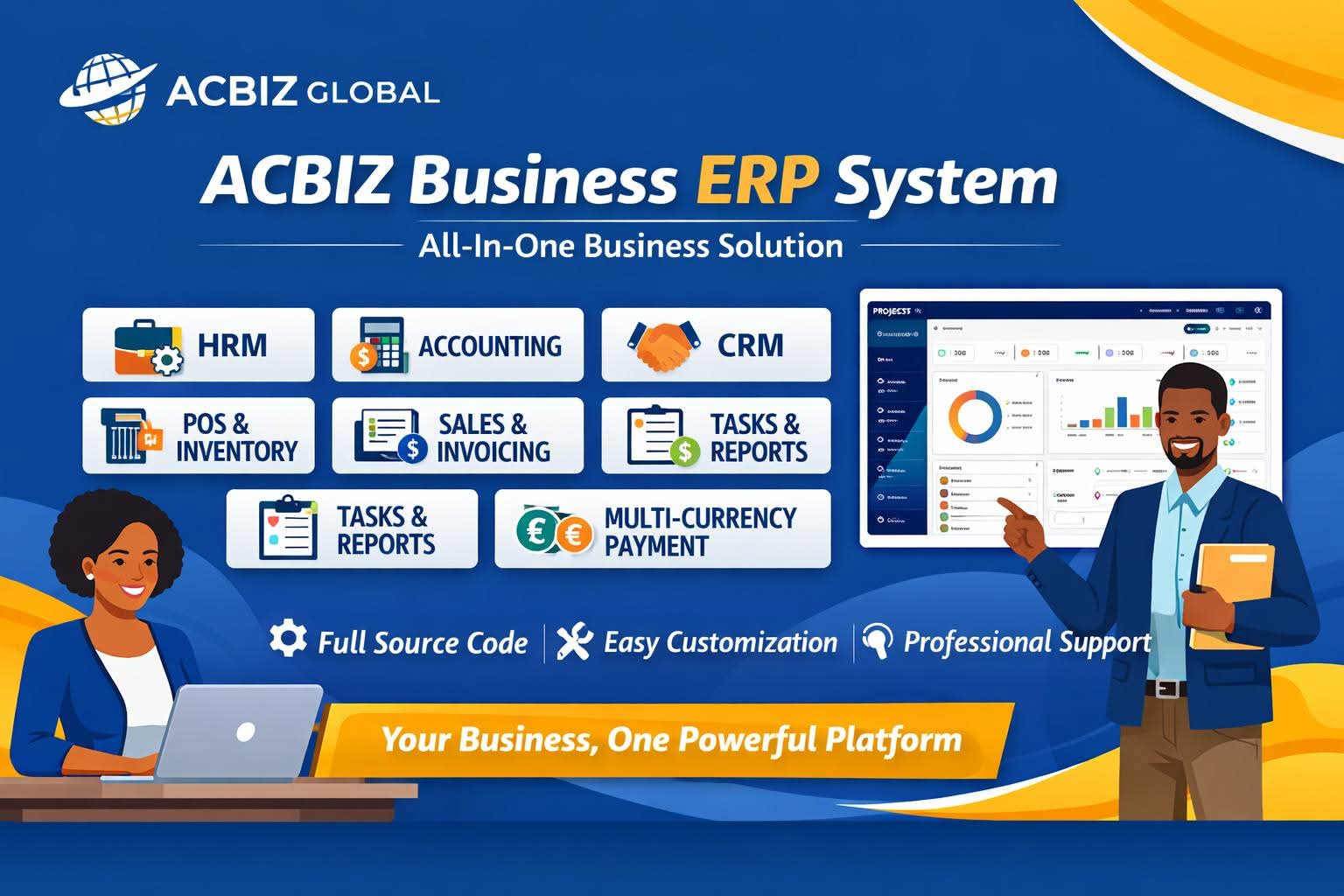 ACBIZ Business ERP System – All-In-One ERP with CRM, HRM, Accounting, Project & POS